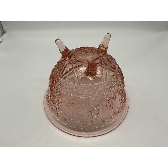 McKee Snappy Vintage Innovation Line Pink PresCut Floral Flared Footed Bowl MCM - Picture 14 of 16